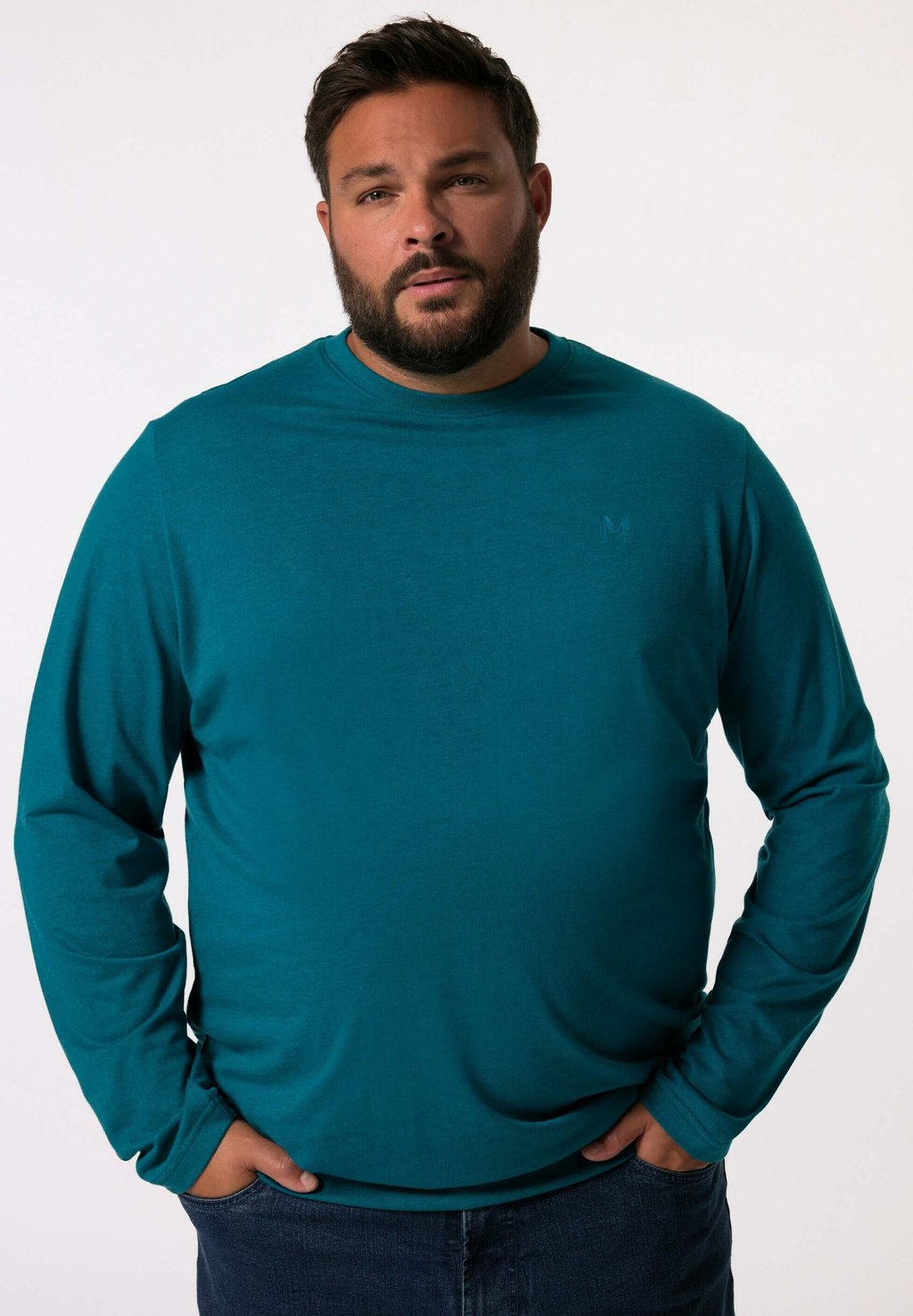 

Топ с длинными рукавами BAUCHFIT SPEZIALSCHNITT BASIC RUNDHALS Men Plus, синий