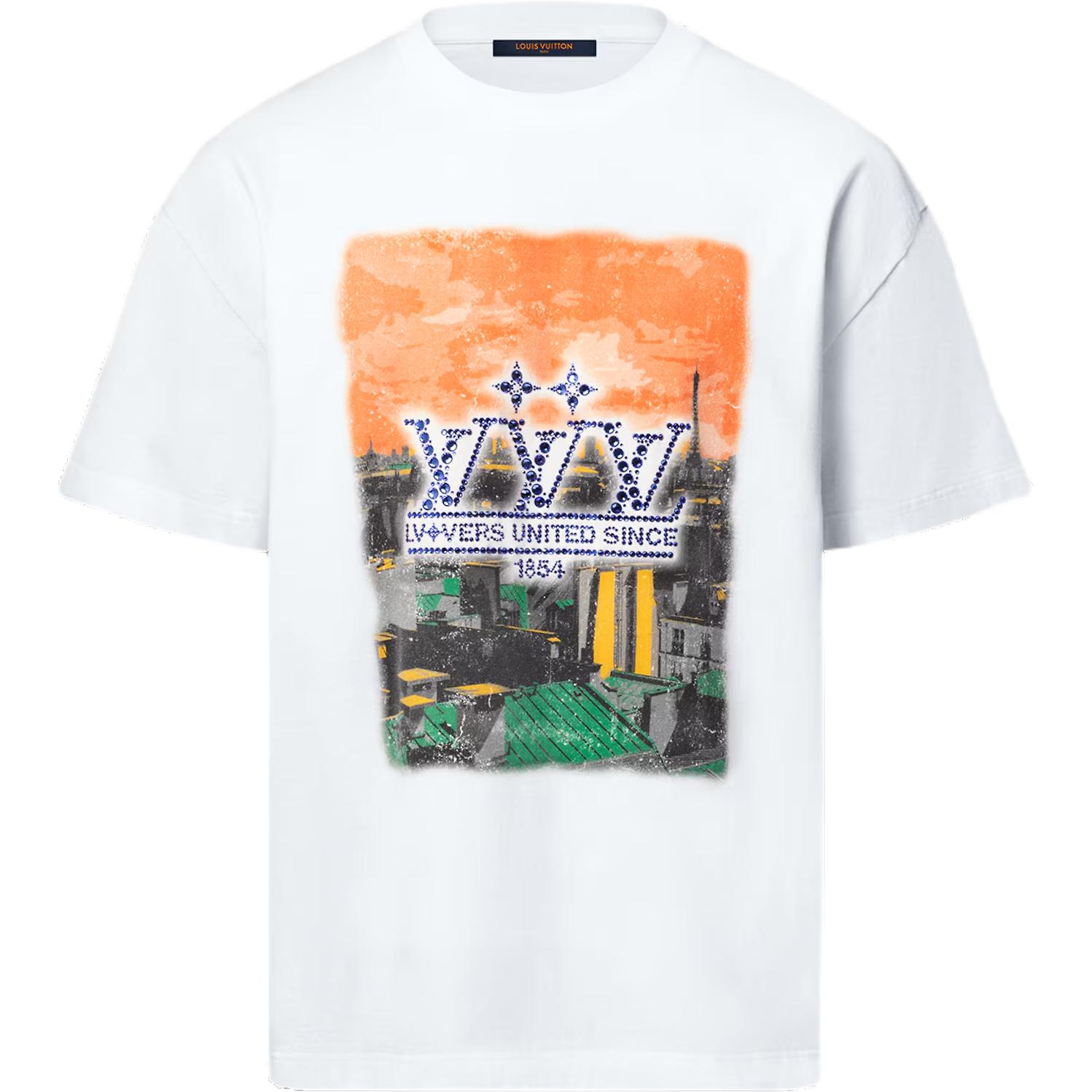 

Футболка из хлопка с декоративным принтом LOUIS VUITTON, белый