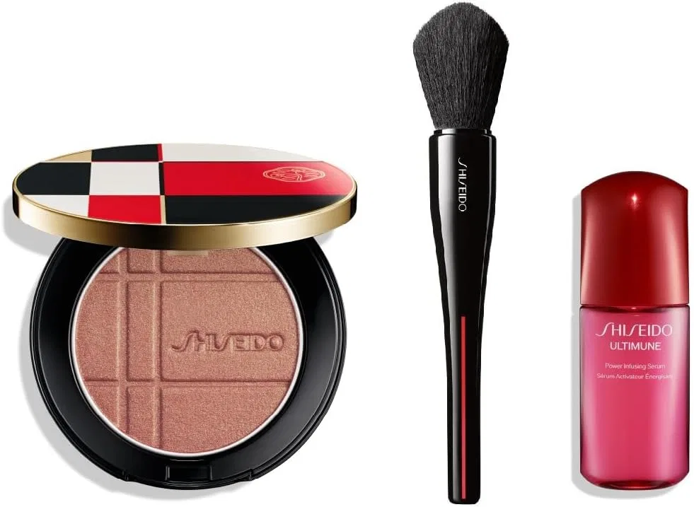 Набор для ухода за кожей Shiseido: Enhancer Kit Gold Amber 7г + кисть + сыворотка 10г