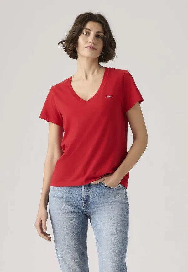 Идеальная базовая футболка с v-образным вырезом Levi'S, Urban Red Cotton — фото 2