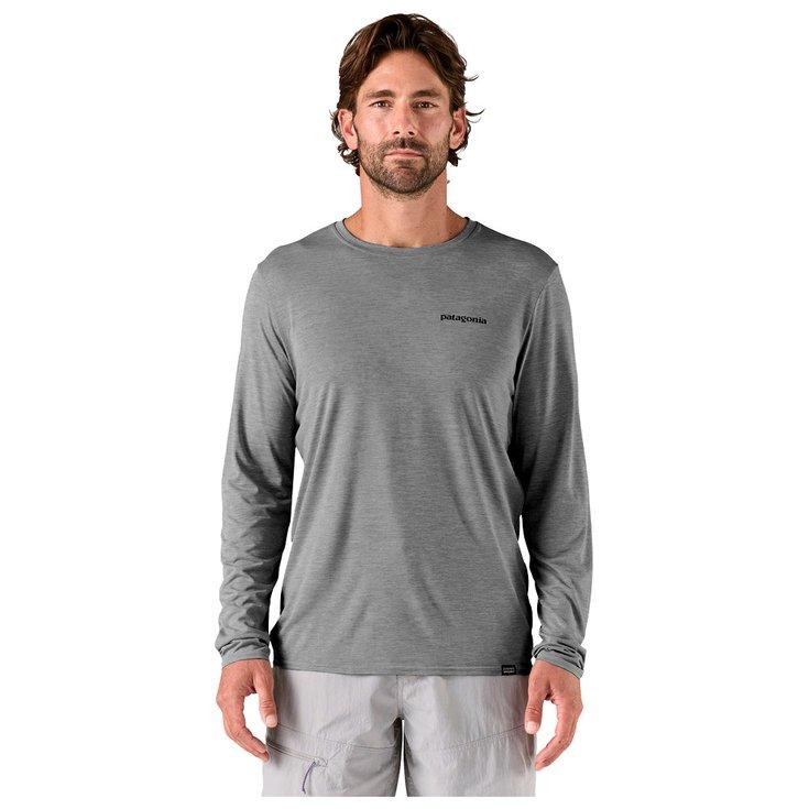 

Футболка для походов Capilene Cool Daily с принтом, шортами, логотипом, синим пером и серым - s Patagonia