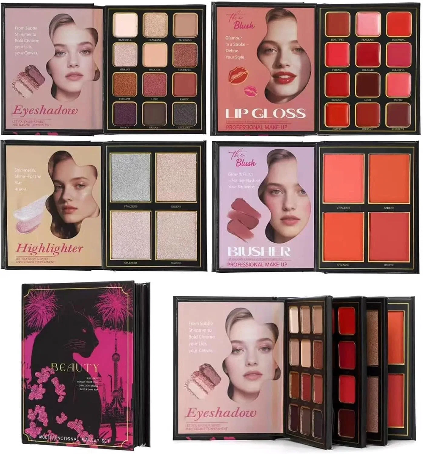 Палетка теней Glitter, 4 слоя, Long Last Folding Eye Shadow, 1 шт