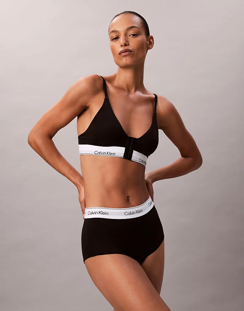 Бюстгальтер-треугольники Calvin Klein Icon Cotton Modal с легкой подкладкой послеоперационного цвета, черный — фото 3