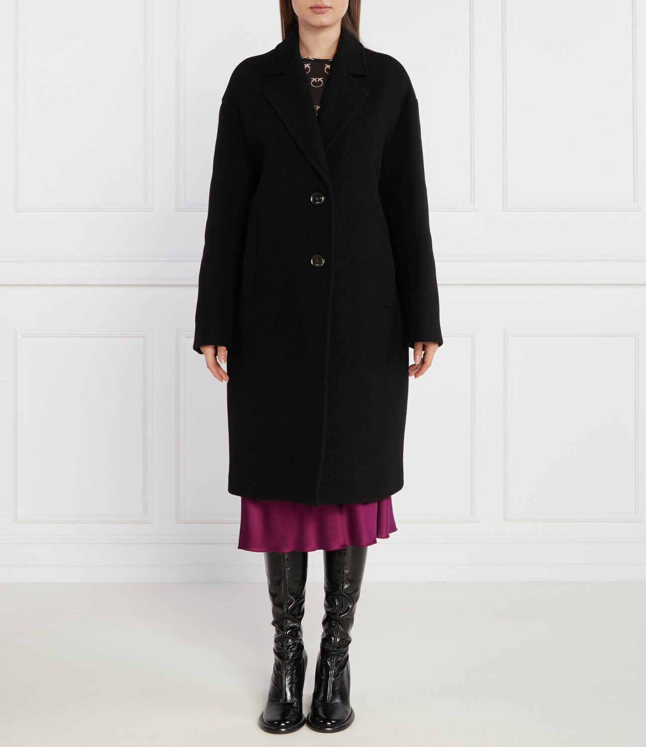 

Шерстяное пальто Pinko, черный