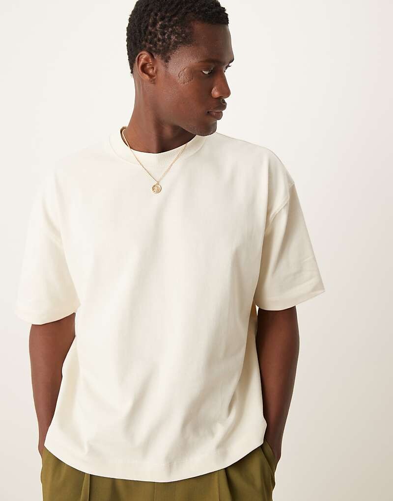 

ASOS DESIGN Premium – футболка свободного кроя кремового цвета, 300 г/м²