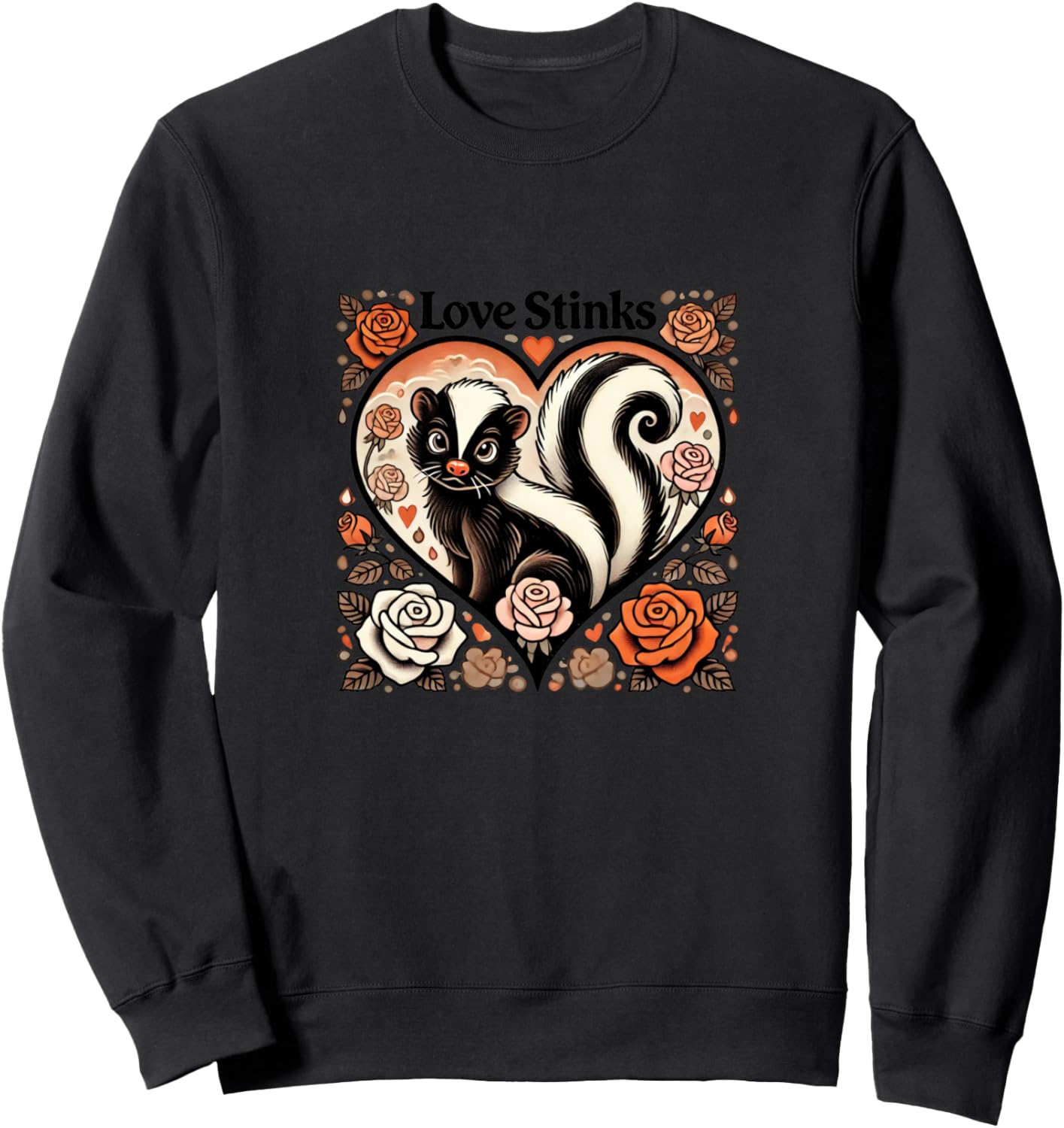 

Любовь воняет. Искусство скунса. Милая толстовка со скунсом Vintage Valentines Snugg, черный