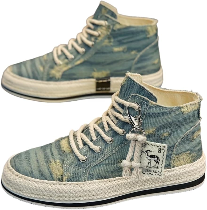 

Мужские модные высокие кеды для скейтбординга, дышащие кроссовки на шнуровке, мужская обувь на каждый день Hhhchpm, светло-голубой