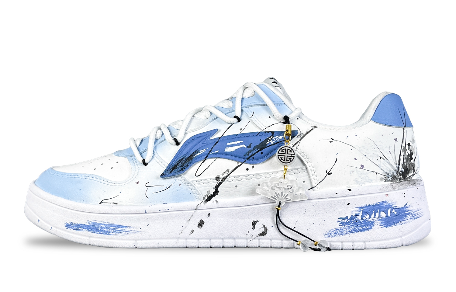 

LINING Кроссовки для скейтборда Pontoon Boats, противоскользящие, износостойкие, низкие, мужские, белые, синие