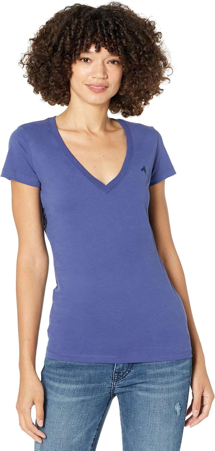 

Футболка True Religion Oversize Foil Buddha Short Sleeve V-Neck Tee, цвет Blue Ribbon