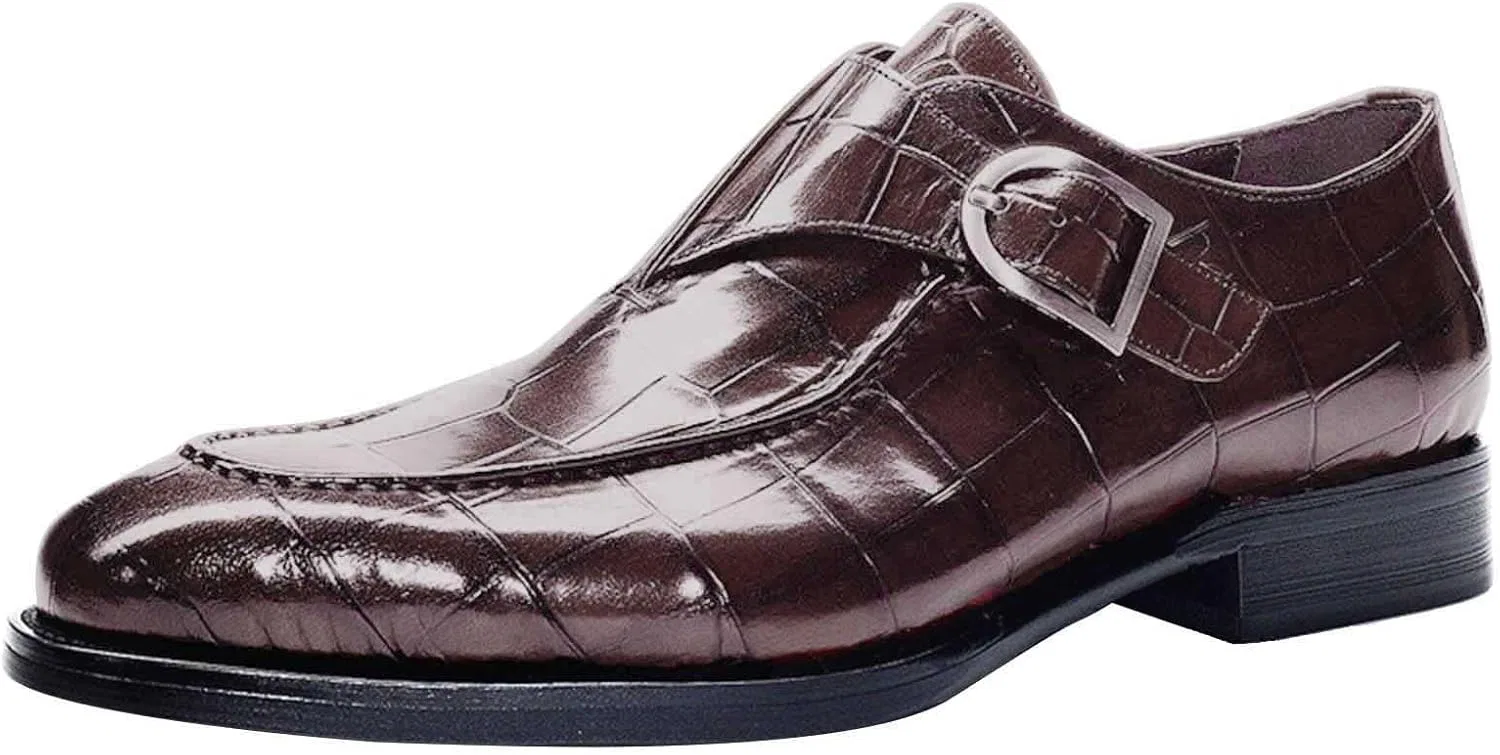 Туфли Generisch Men's Shoes Fashion Classic Style British Retro Pointed Toe Buckle Business Casual Pointed Shoes, Wine Red — фото 2