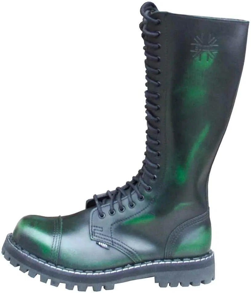 Ботинки Steels с 20 отверстиями, зеленый, с защитой от истирания Steel Shoes & Boots, Green