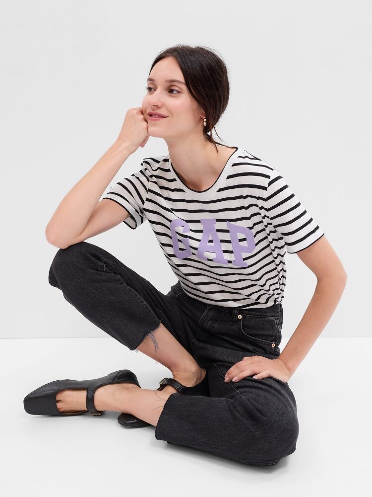 Полосатая футболка с логотипом Gap, белый