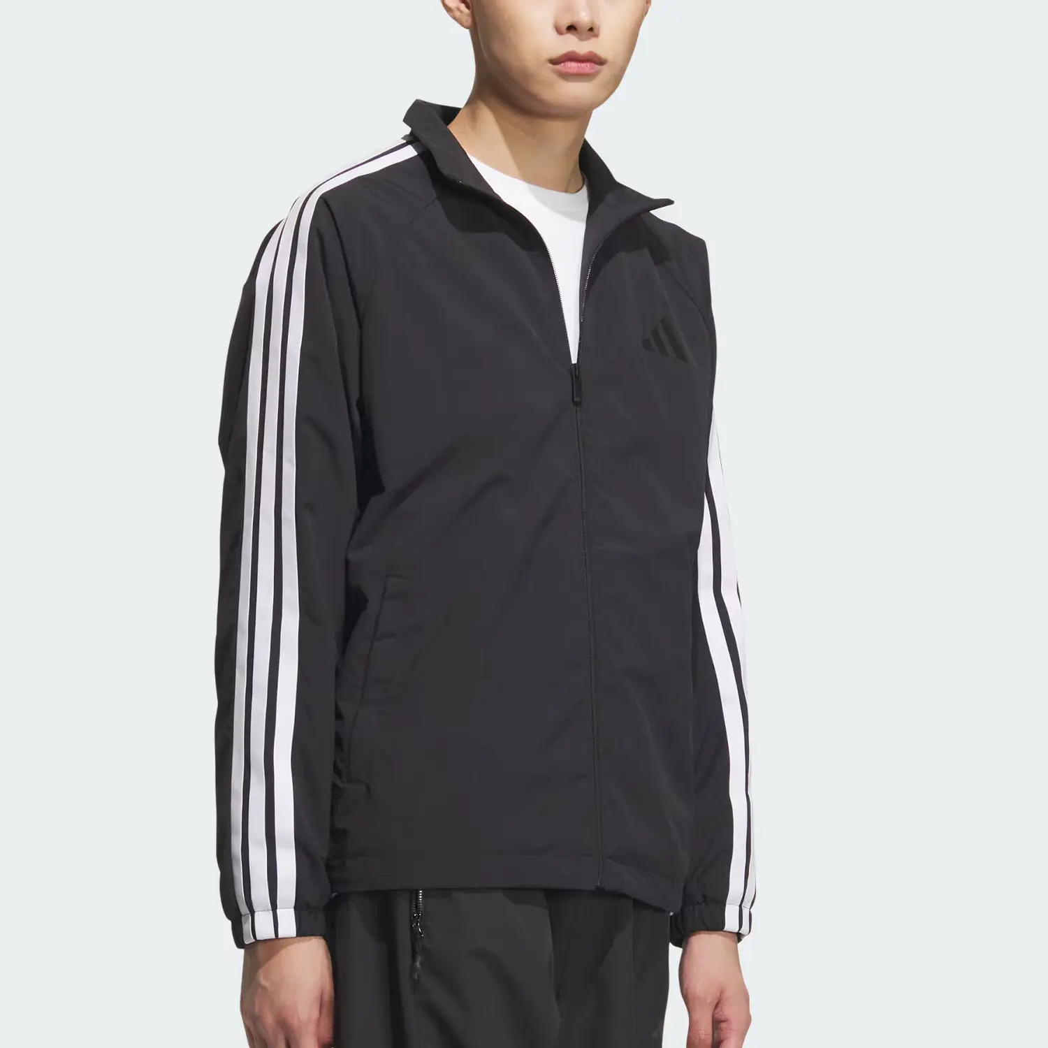 Adidas Курка с тремя полосками для мужчин черно-белая, Black/White — фото 4
