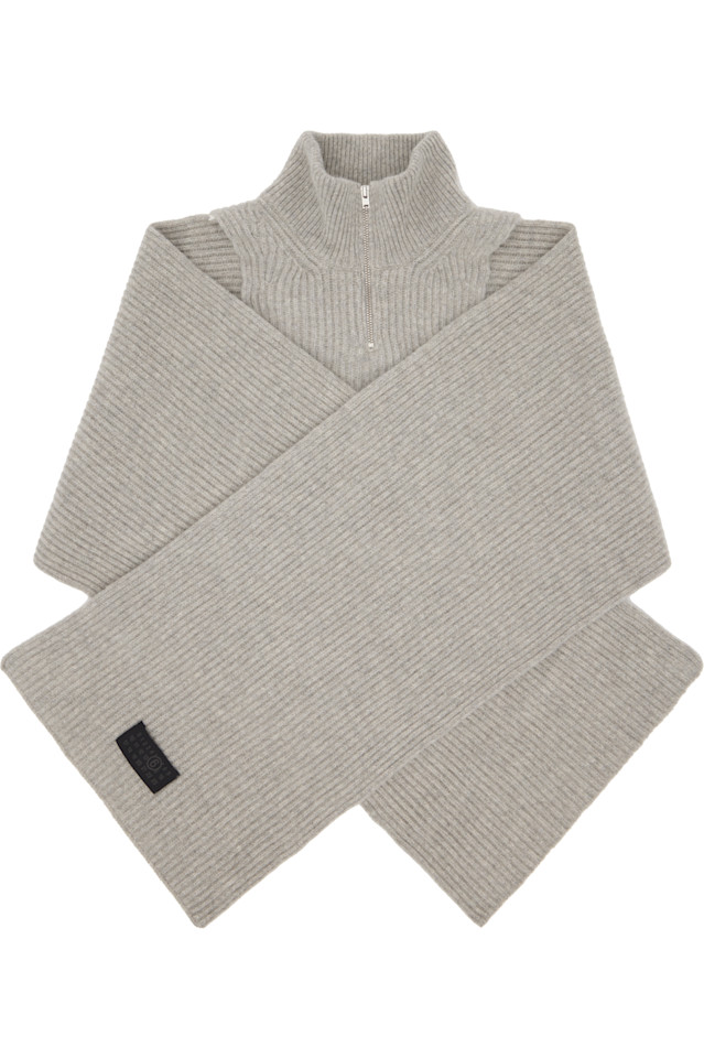 

Mm6 Maison Margiela Серый вязаный шарф в стиле рыбацкой вязки