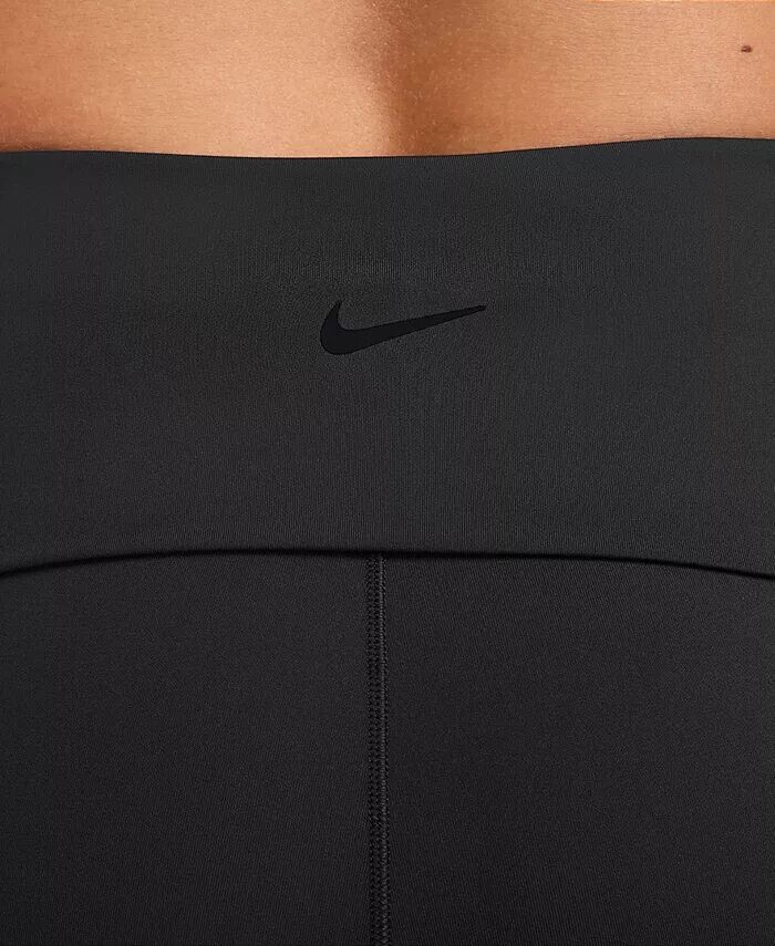 Женские брюки One с высокой талией и отворотами Nike, черный — фото 3