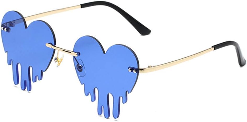 

Солнцезащитные очки LASPOR Melting Heart для женщин и мужчин, без оправы, с эффектом «каплевидного» сердца, золотистая металлическая оправа, каплевидная форма, Dark Blue Heart