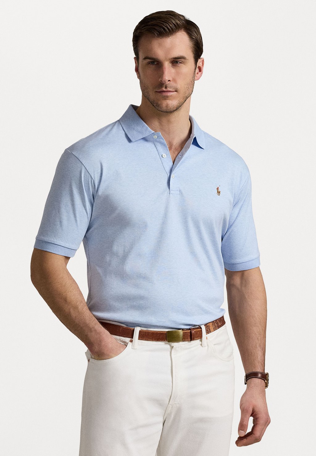 

Рубашка поло SOFT COTTON POLO SHIRT Polo Ralph Lauren Big & Tall, светло-голубой