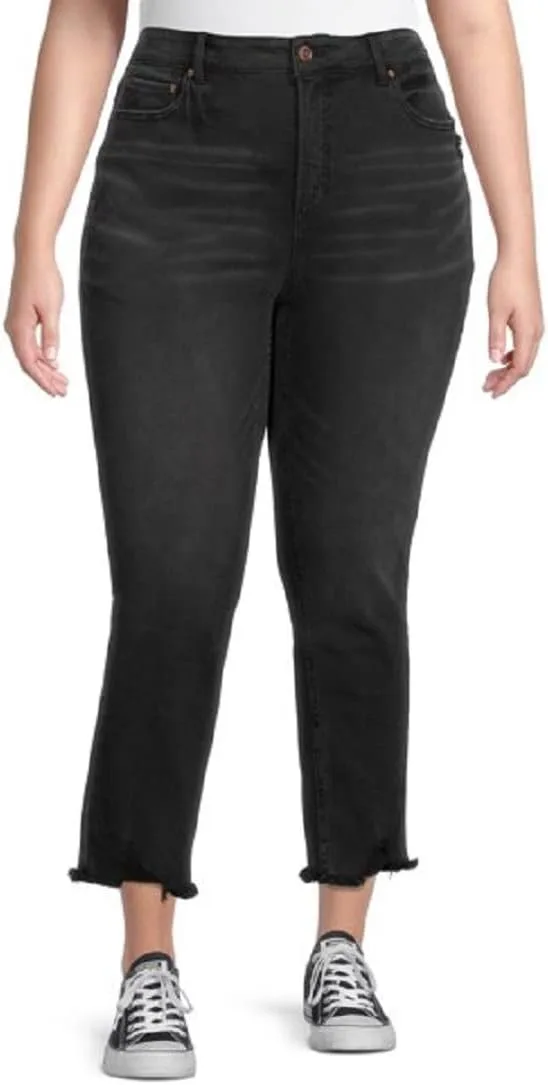 

Terra & Sky Women's Plus Destructed Cropped Jeans