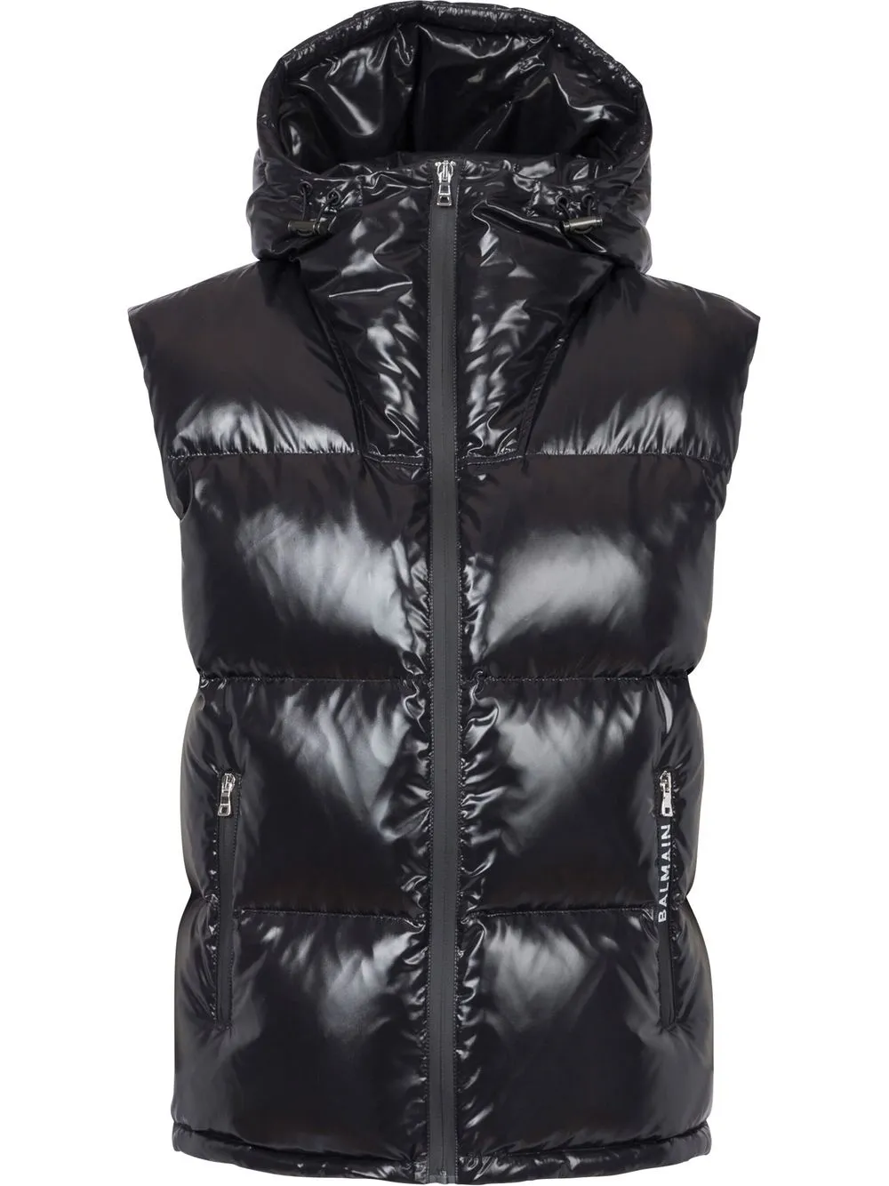 

Дутый жилет с капюшоном BALMAIN, черный