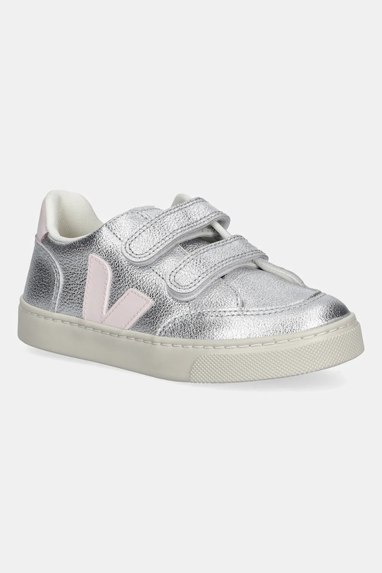 

Детские кожаные кроссовки V-12 маленькие Veja, серебряный
