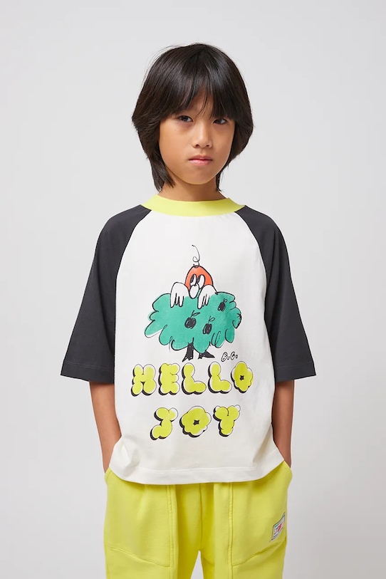 

Детская хлопковая футболка Hello Joy Bobo Choses, белый