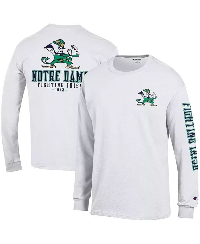 

Мужская белая футболка Notre Dame Fighting Irish Team Stack 3-Hit с длинным рукавом Champion