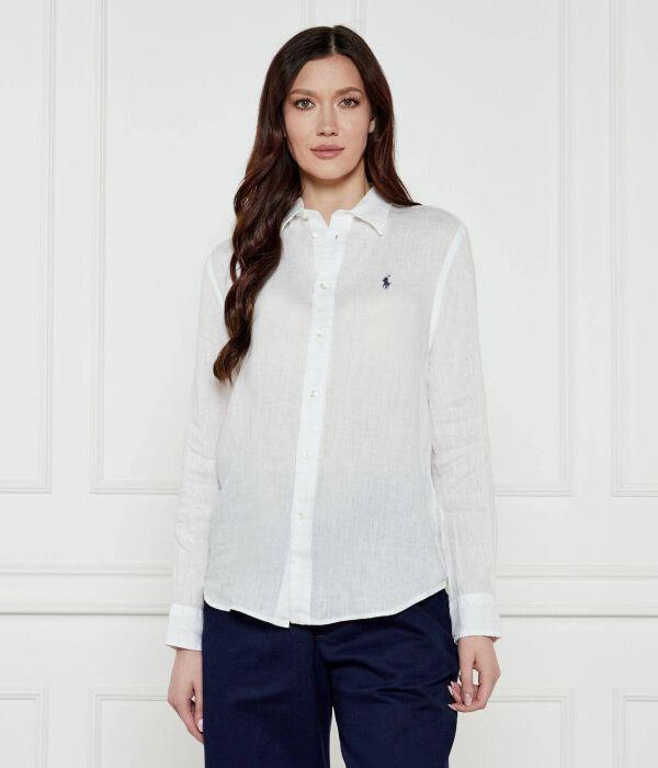 

Рубашка льняная Polo Ralph Lauren классического кроя, белый