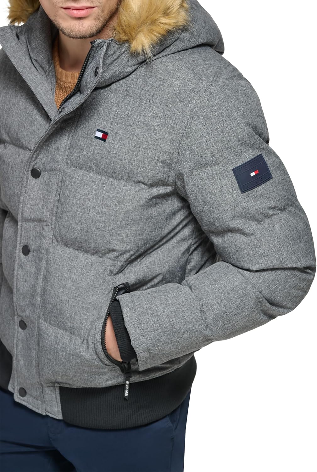 Мужская стеганая куртка-бомбер Tommy Hilfiger Arctic Cloth (стандартная и для больших и высоких), Heather Grey — фото 4