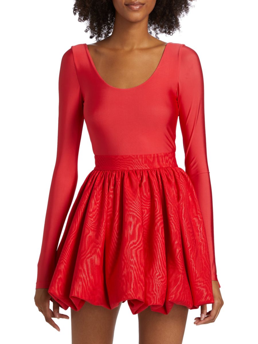 

Мини-платье Chara Bubble-Hem Alice + Olivia, цвет Bright Ruby