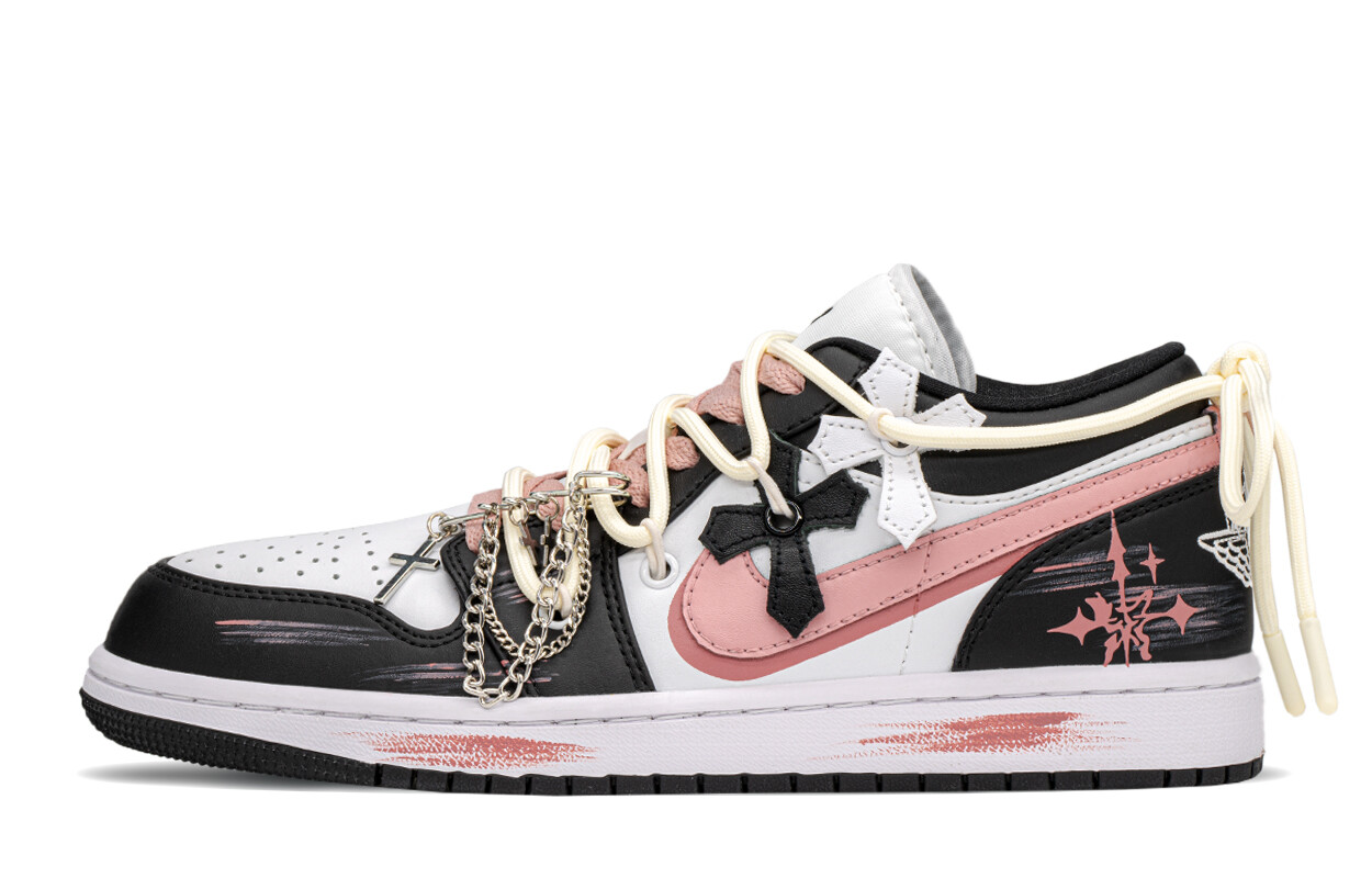 

Кроссовки Air JORDAN 1 Vintage Basketball Shoes Women's Low-Top Black Pink, Черный, Кроссовки Air JORDAN 1 Vintage Basketball Shoes Women's Low-Top Black Pink