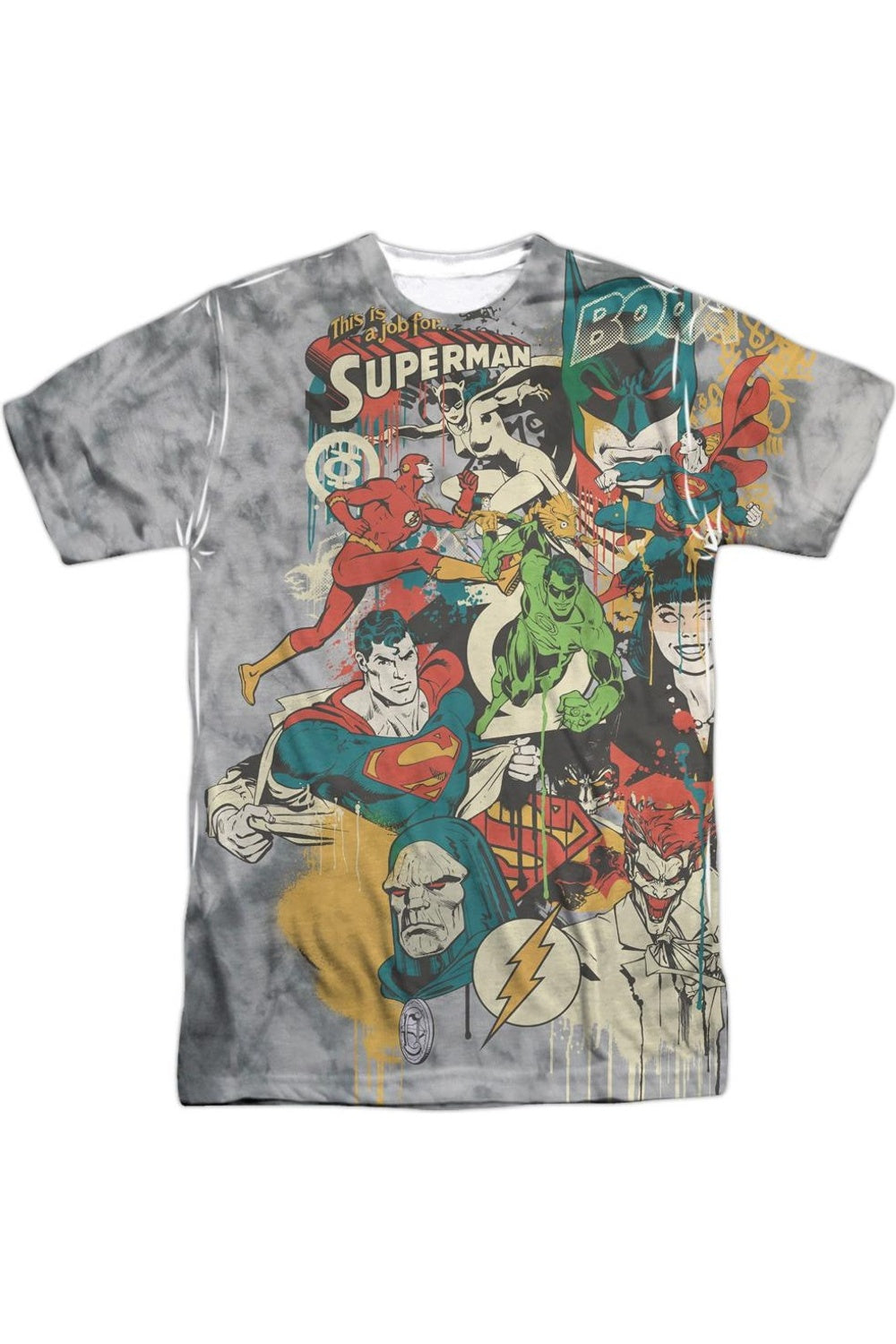 

Футболка с коротким рукавом для взрослых DC Comics Friends Or Foes 100% Poly Crew Gildan, белый