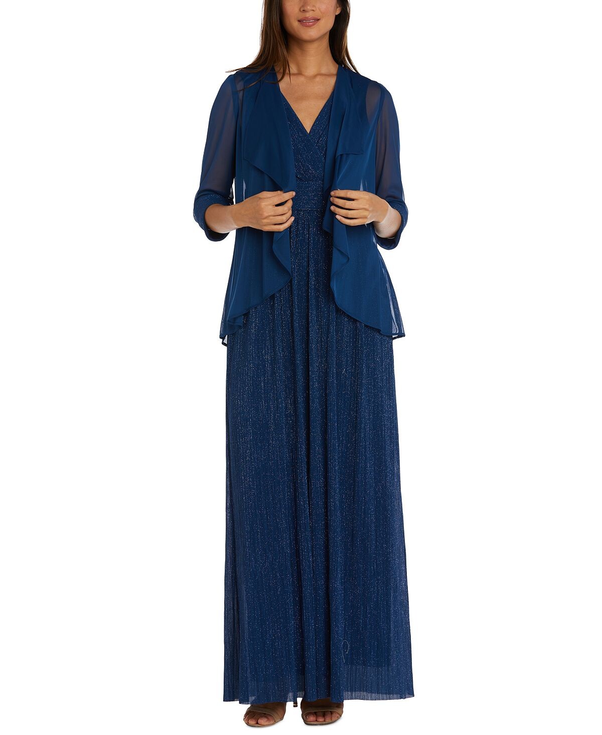 

Куртка с открытым передом и платье цвета металлик R & M Richards