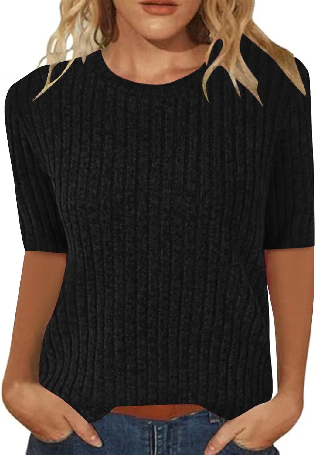 Женская футболка Ribbed Knit, Generic, Dark Gray