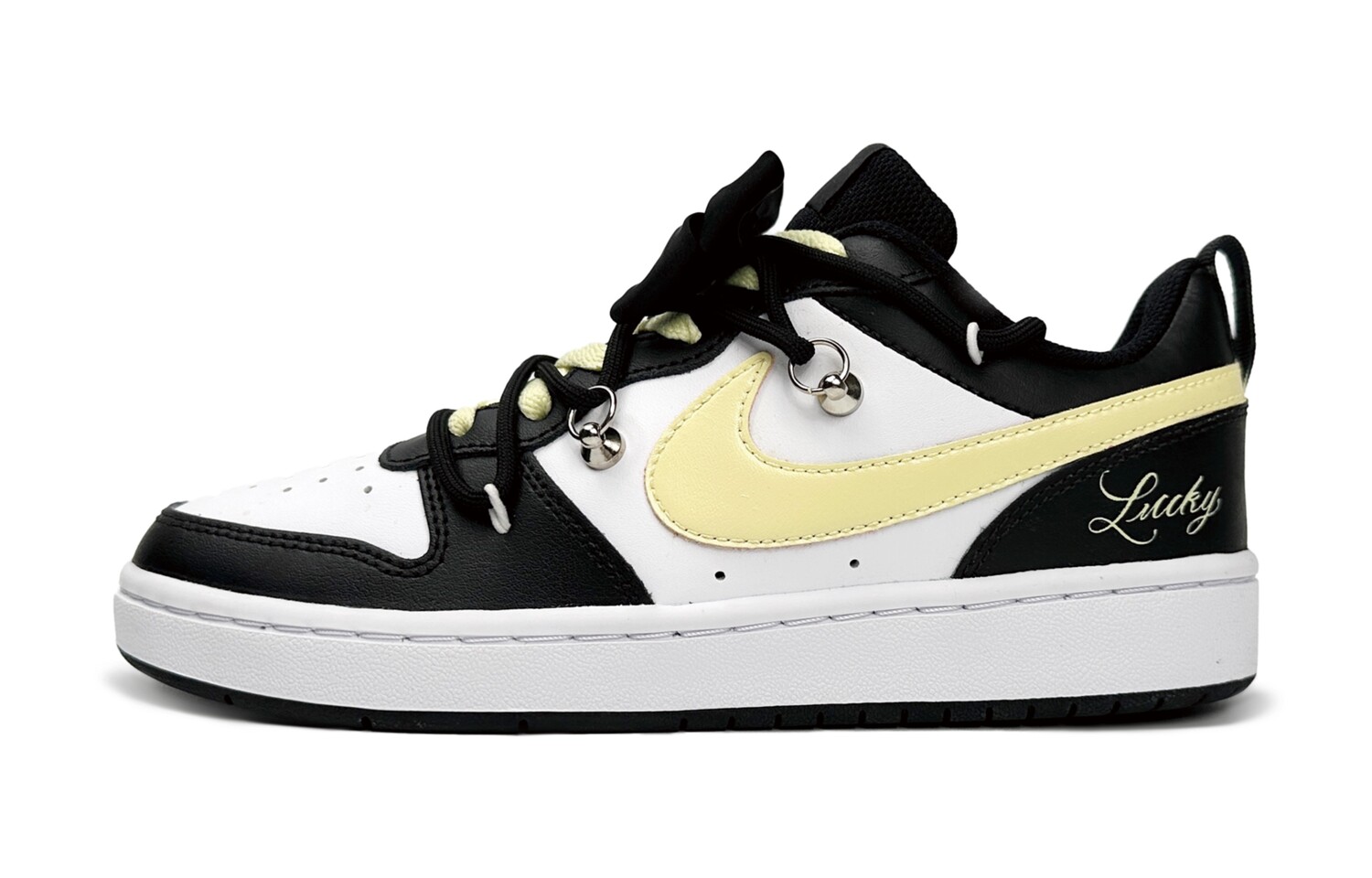 

Кроссовки Nike Court Borough Skateboarding Shoes Women's Low-top Black/White/Yellow, белый/черный