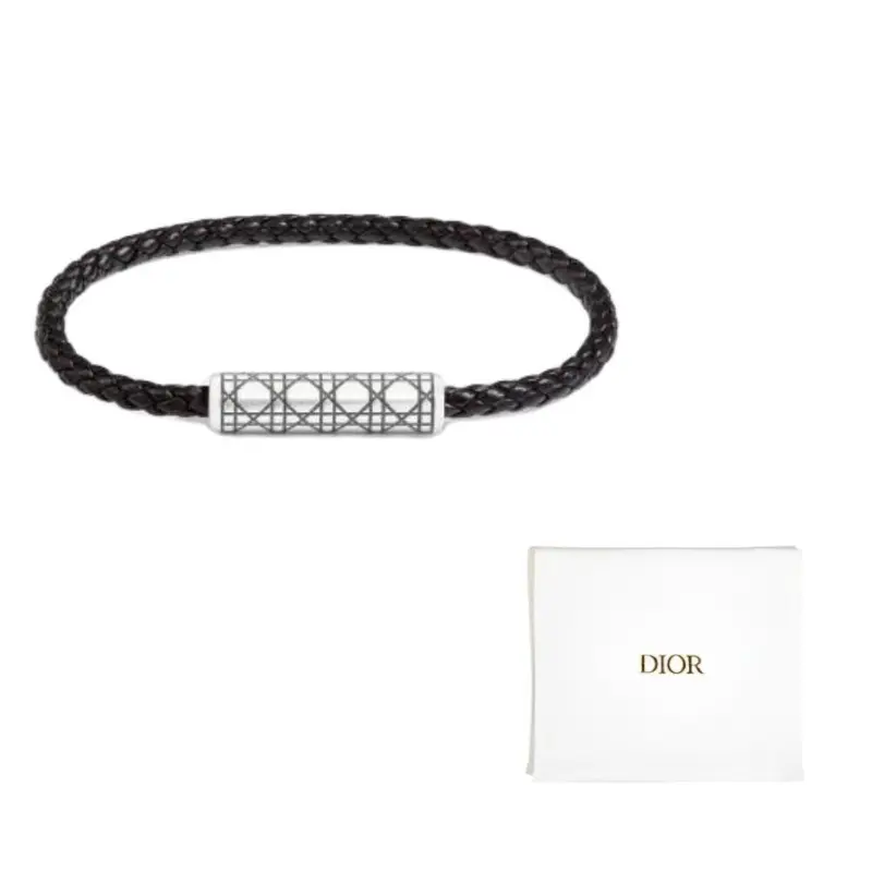 

Dior Браслет из овечьей кожи, латуни, кожи, смолы, посеребренные, унисекс, черный