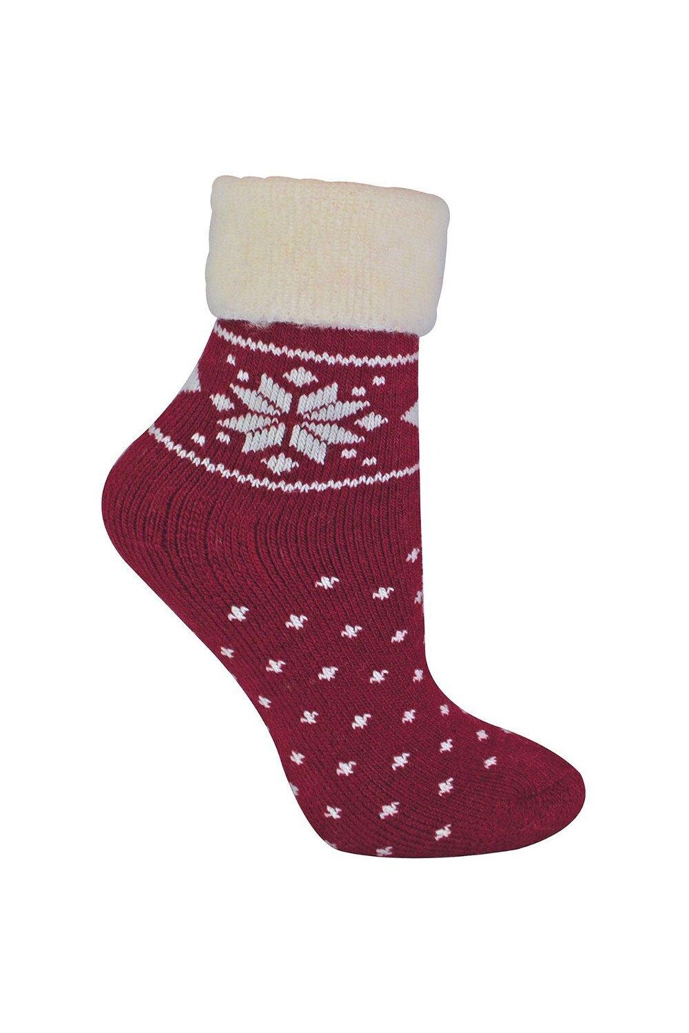 

Зимние шерстяные носки для отдыха с узором Fairisle Sock Snob, красный