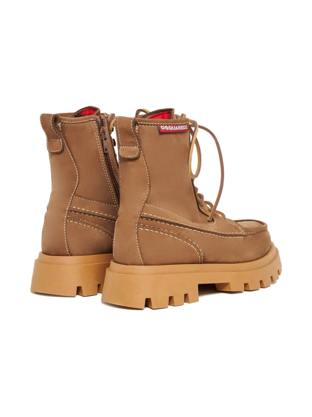 Ботинки на толстой подошве со шнуровкой DSQUARED2 KIDS, коричневый — фото 3