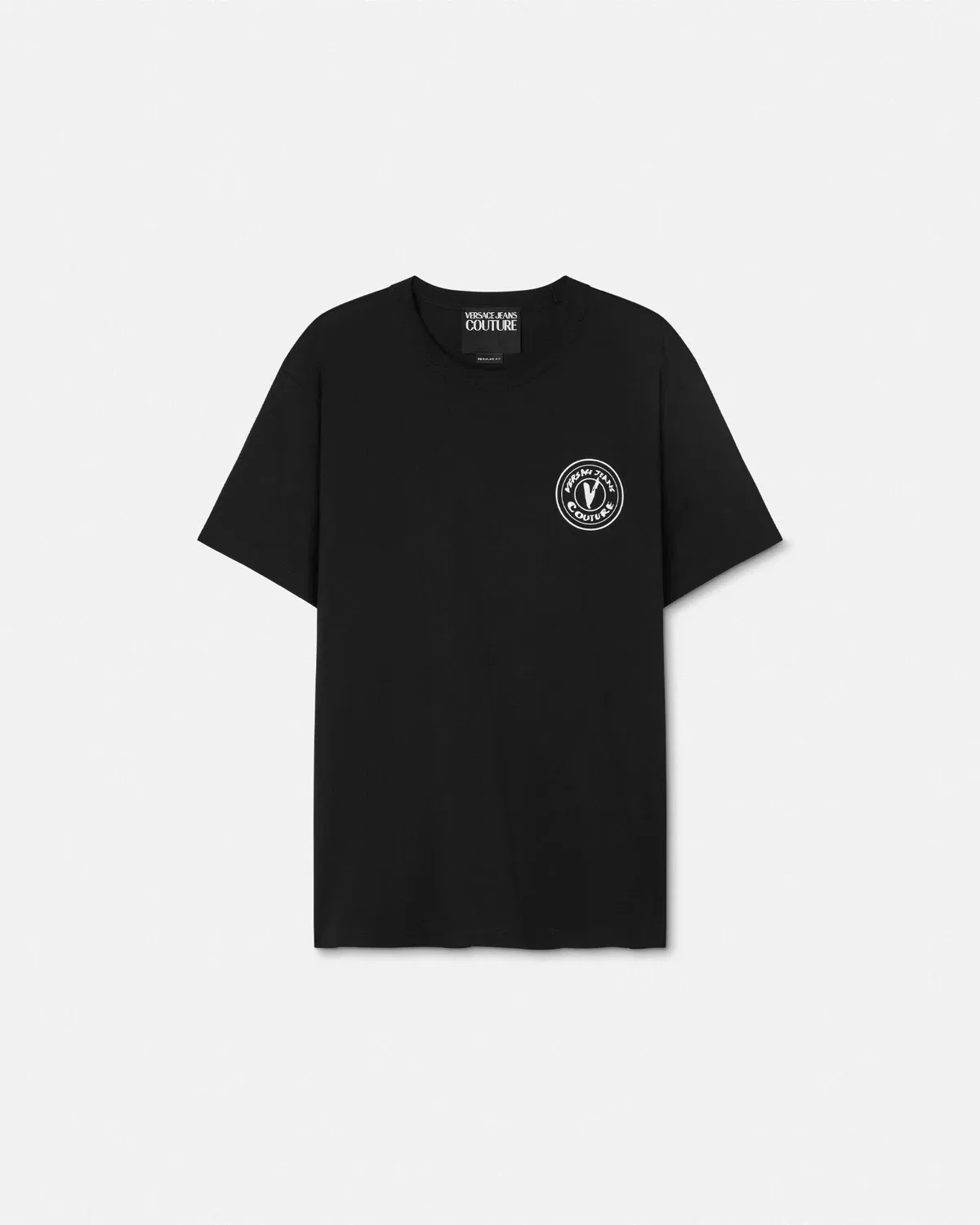 Футболка с вышитым V-эмблемой VERSACE, черный