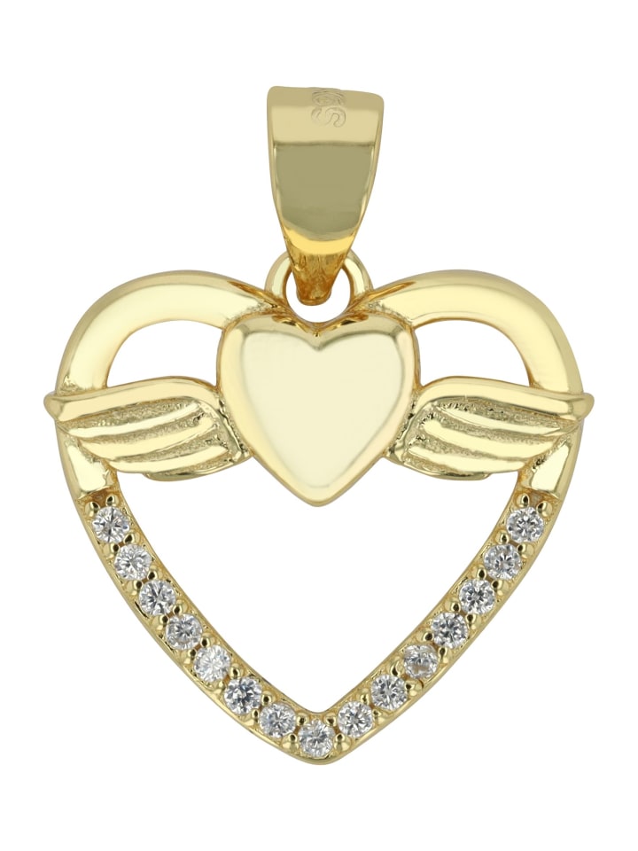 

Adeliás Женский кулон - кулон в виде крылатого сердца из серебра 925 пробы с золотым покрытием