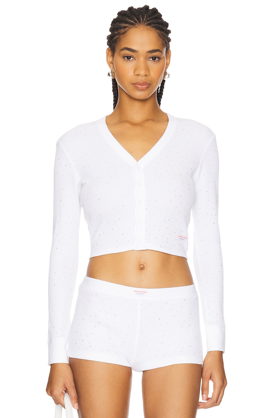 

Длинный кардиган с длинным рукавом "вафельная" текстура Alexander Wang, white