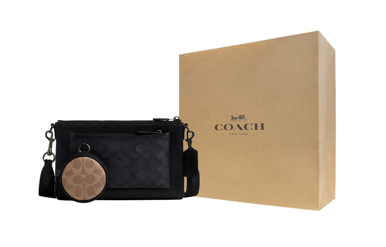 

COACH Сумка через плечо мужская среднего размера из комбинации ткани и натуральной кожи