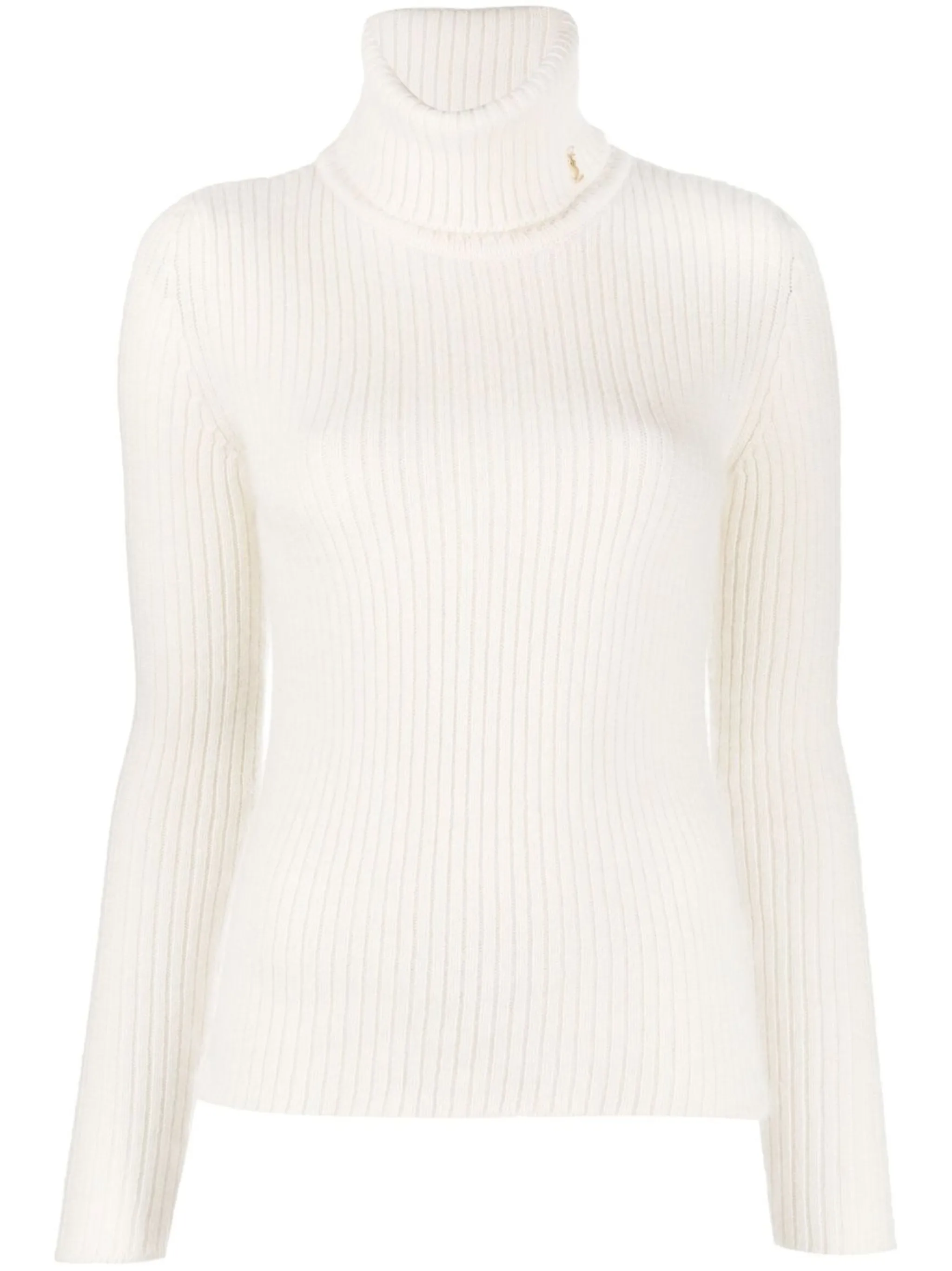 

Джемпер в рубчик с высоким воротником Saint Laurent, кремовый