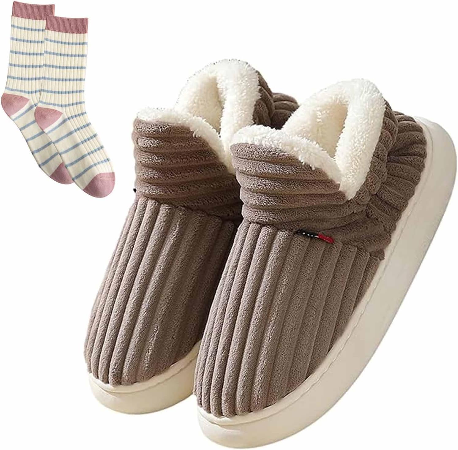 

Домашние тапочки CLOUDEMO Sunmoine Cloud, теплые, мягкие, с противоскользящим покрытием, для использования дома и на улице (коричневые, размер 9-9,5)