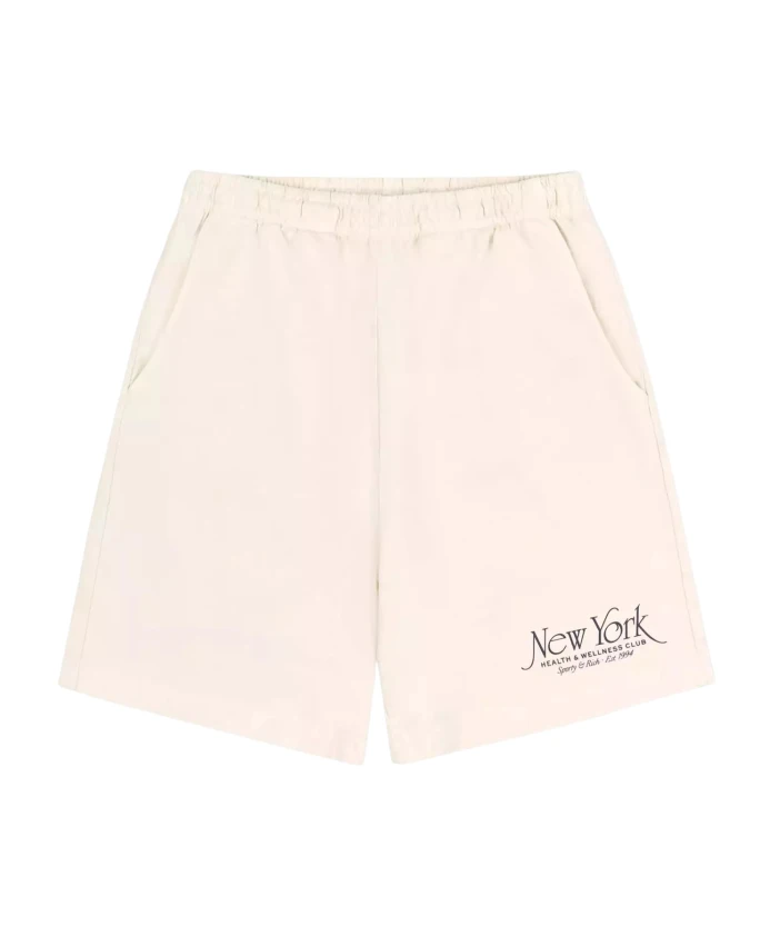 

Бежевые хлопковые шорты, высокая талия, свободный крой. Sporty & Rich, бежевый