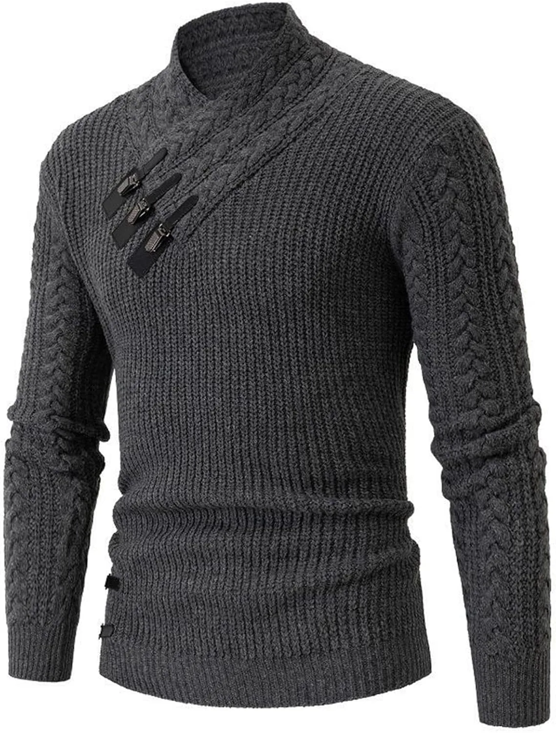 

Мужской свитер с косами и пуговицами, Plus Size, с длинными рукавами AQAYL