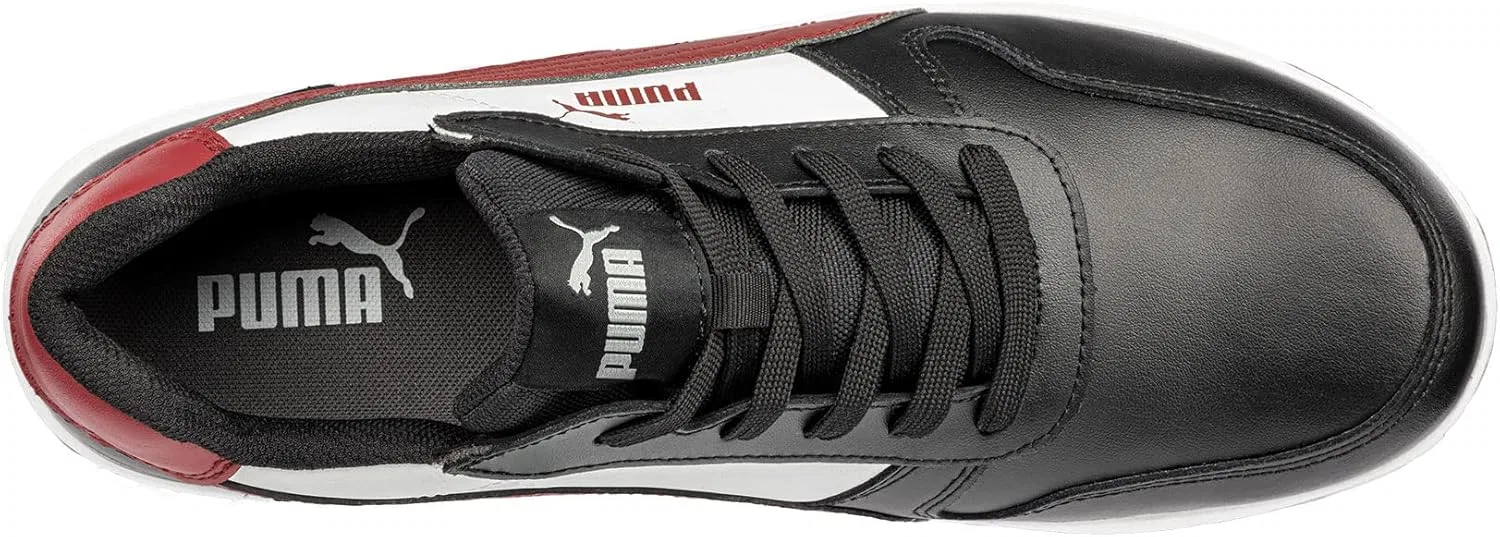 Защитные ботинки PUMA Safety Frontcourse Low S3 ESD FO HRO SR унисекс, нескользящая подошва из стекловолокна без металлических вставок, Black / White / Red — фото 3