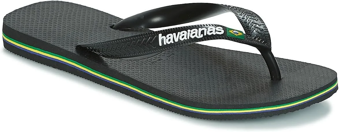 Havaianas - Brasil Mix, гладкие, гибкие и легкие сандалии на низкой платформе, унисекс, для взрослых, черный