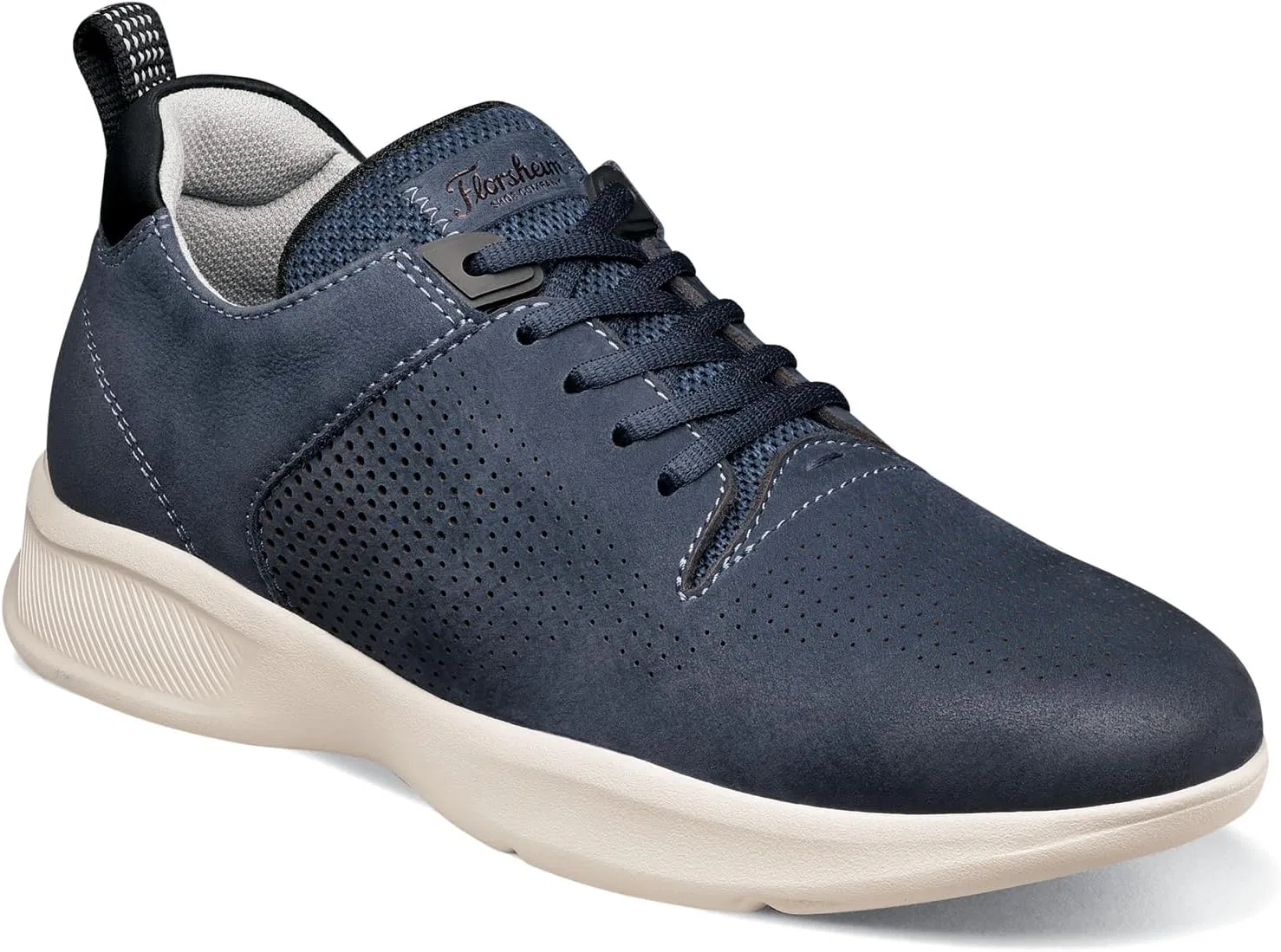Мужские кроссовки Florsheim Studio Perf Toe Trainers, Navy Nubuck Leather. White Sole