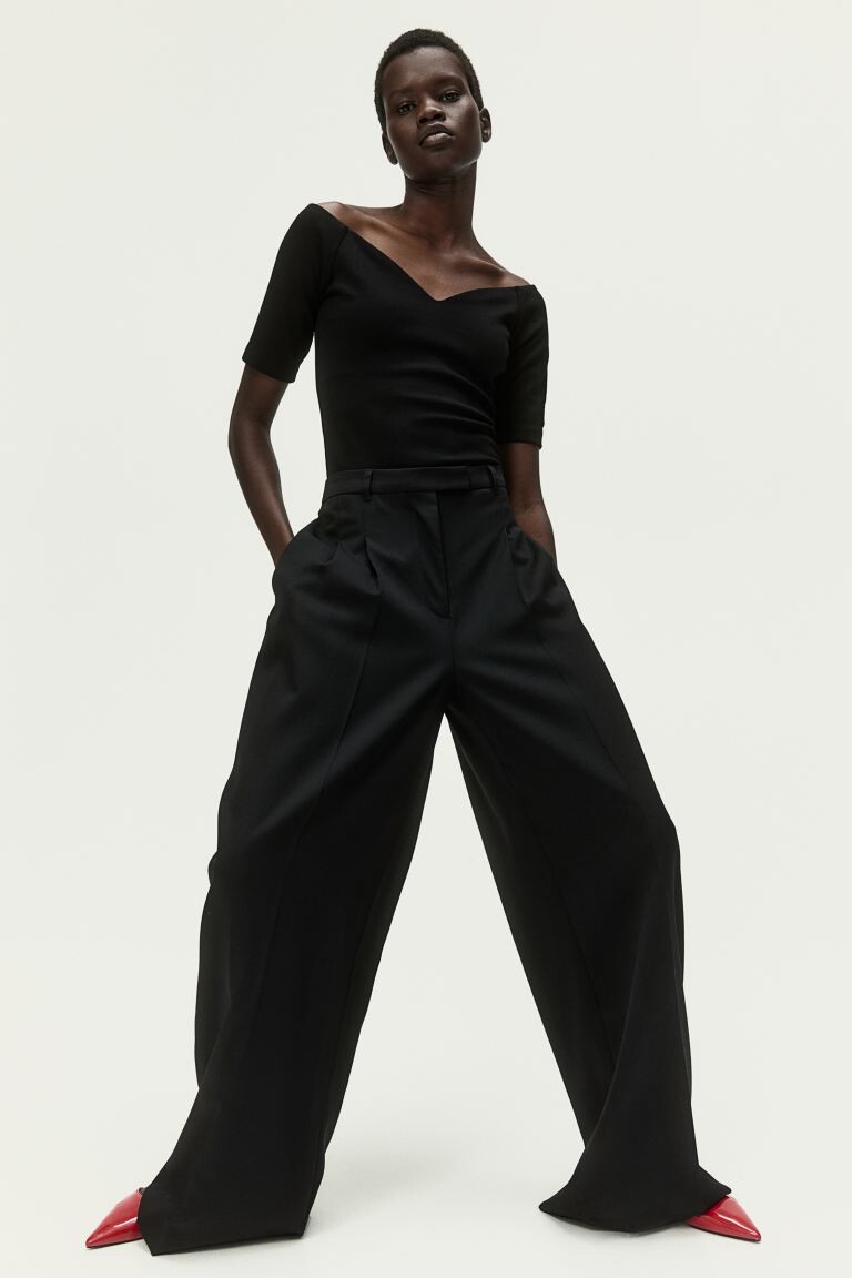 

Рубашка с открытыми плечами H&M, черный