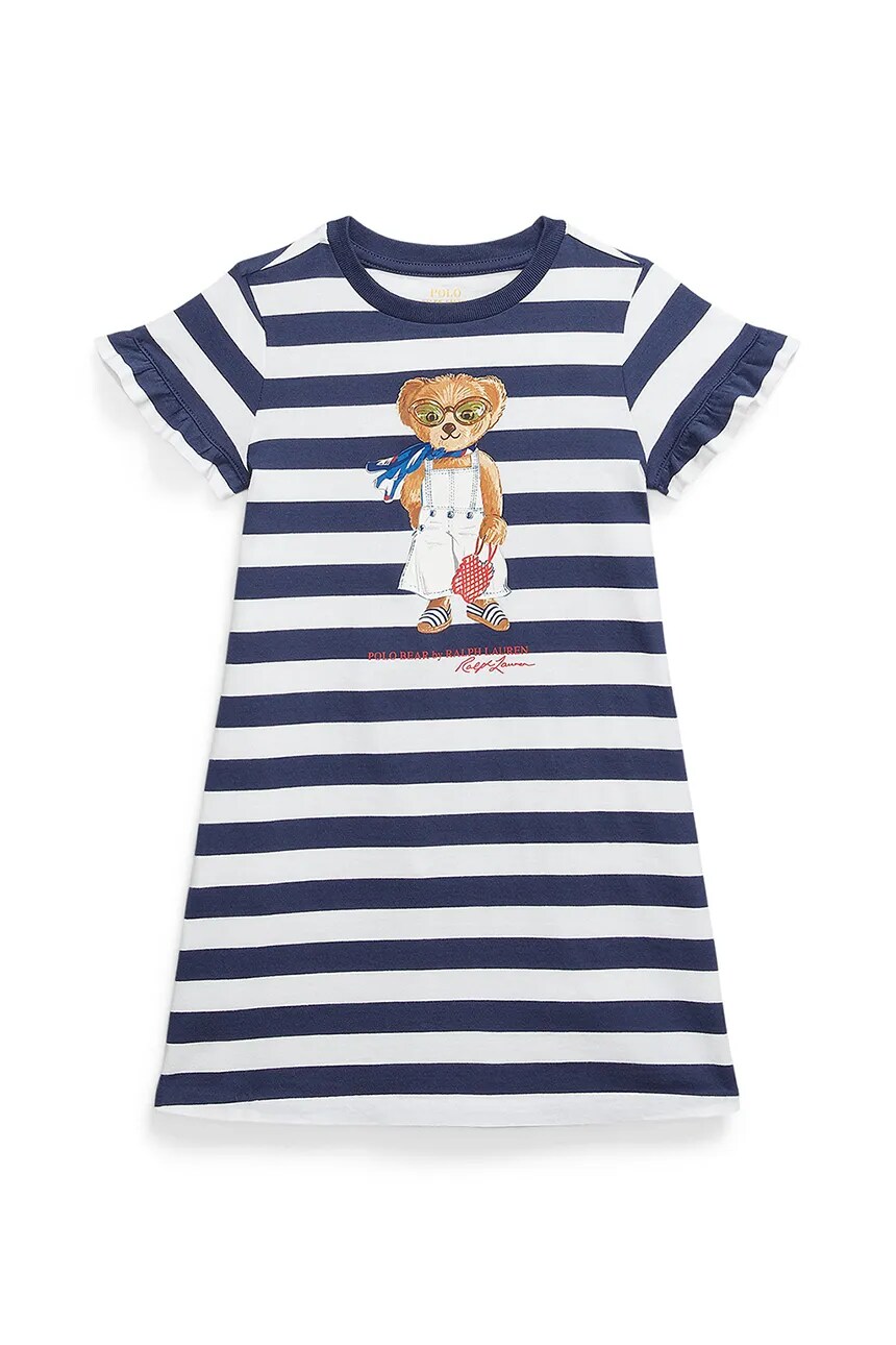 

Хлопковое платье дети Polo Ralph Lauren, темно-синий